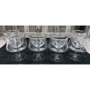 Vintage Monogrammed Glass Shrimp Cocktail Servers Set of 6 Iced Seafood Bowls